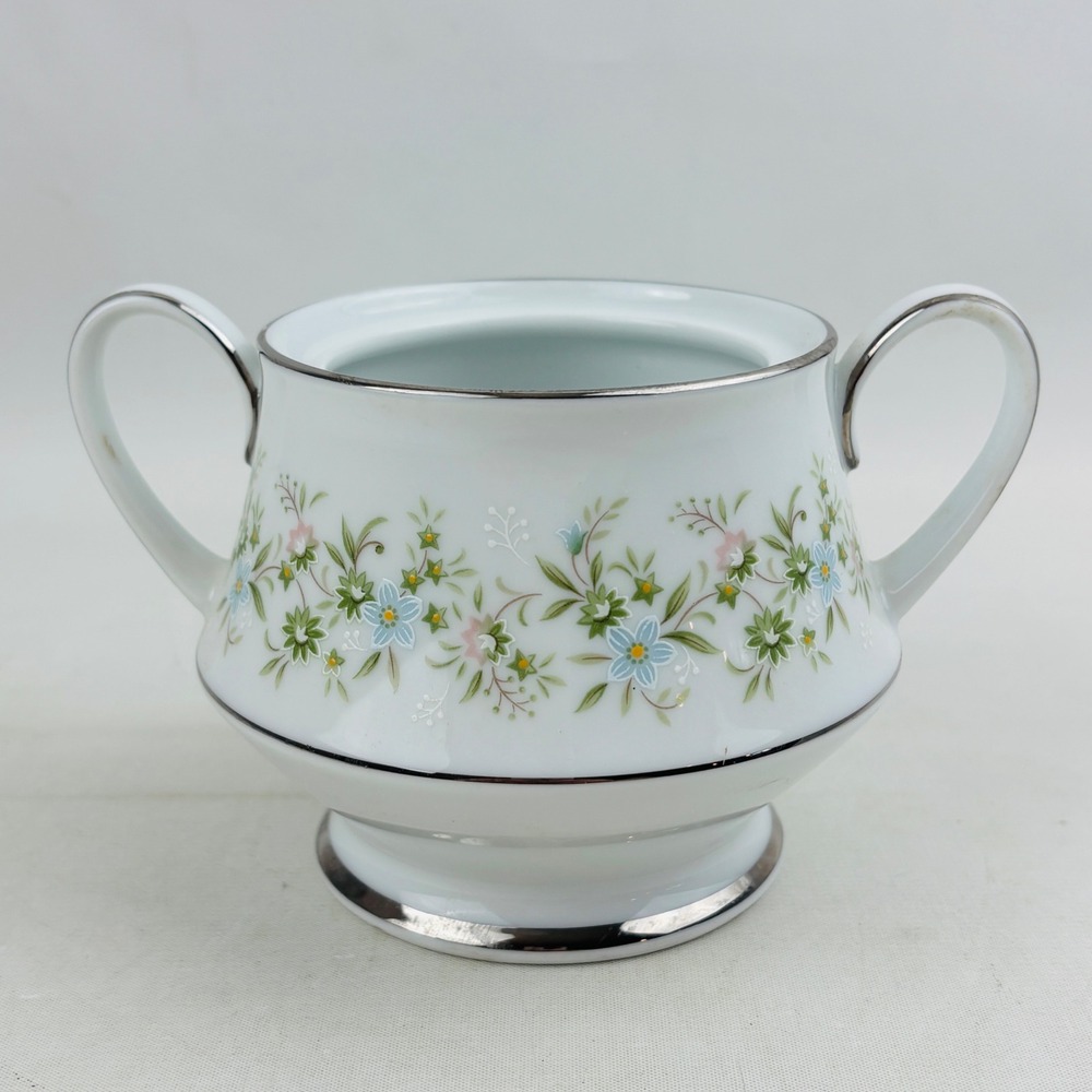 Noritake Savannah Sugar Bowl Only No Lid Floral Platinum Rim Japan